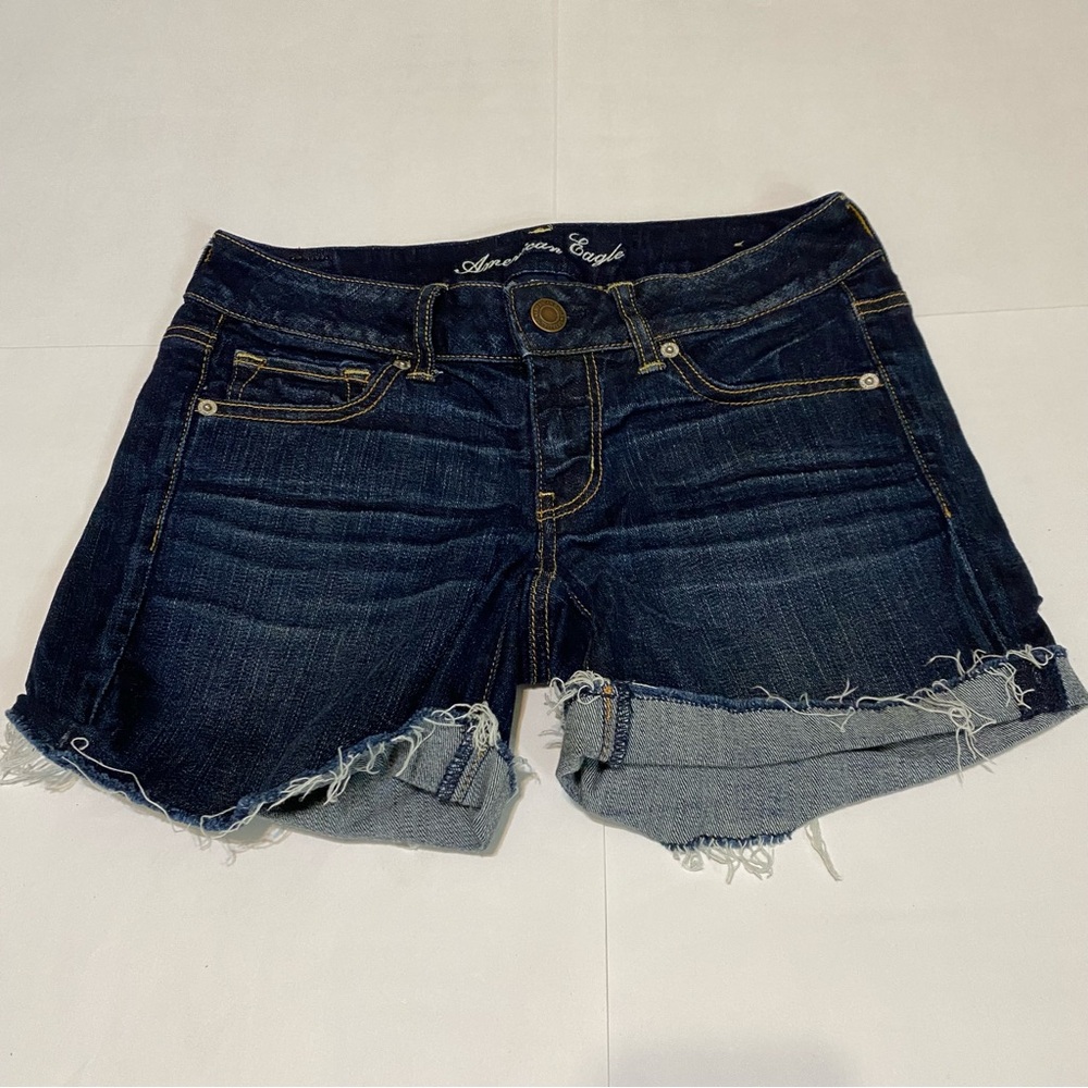 American Eagle Outfitters Blue Jean Shorts Distressed Cut-Off